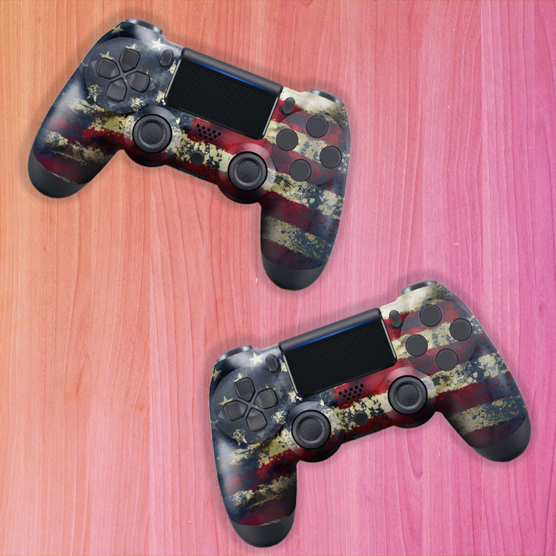 Manette sans fil PS-4 Tattered Flag compatible avec la console Play-Station 4 de BCB Controllers | Fièrement personnalisé aux États-Unis avec l'impression permanente HYDrodip (PAS JUSTE UNE PEAU)