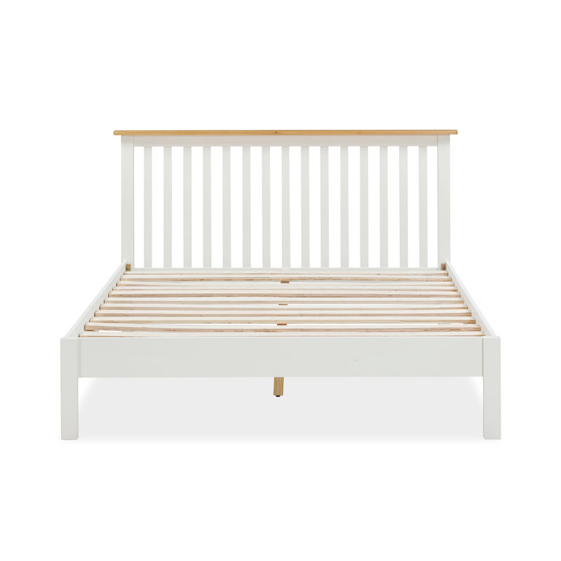 Darwin Solid Wood Bed, Kingsize (5'), White/Brown