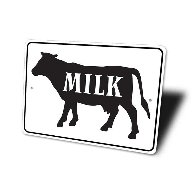 Enseigne lait en aluminium, H 12 po x l 18 po x P 0,06 po