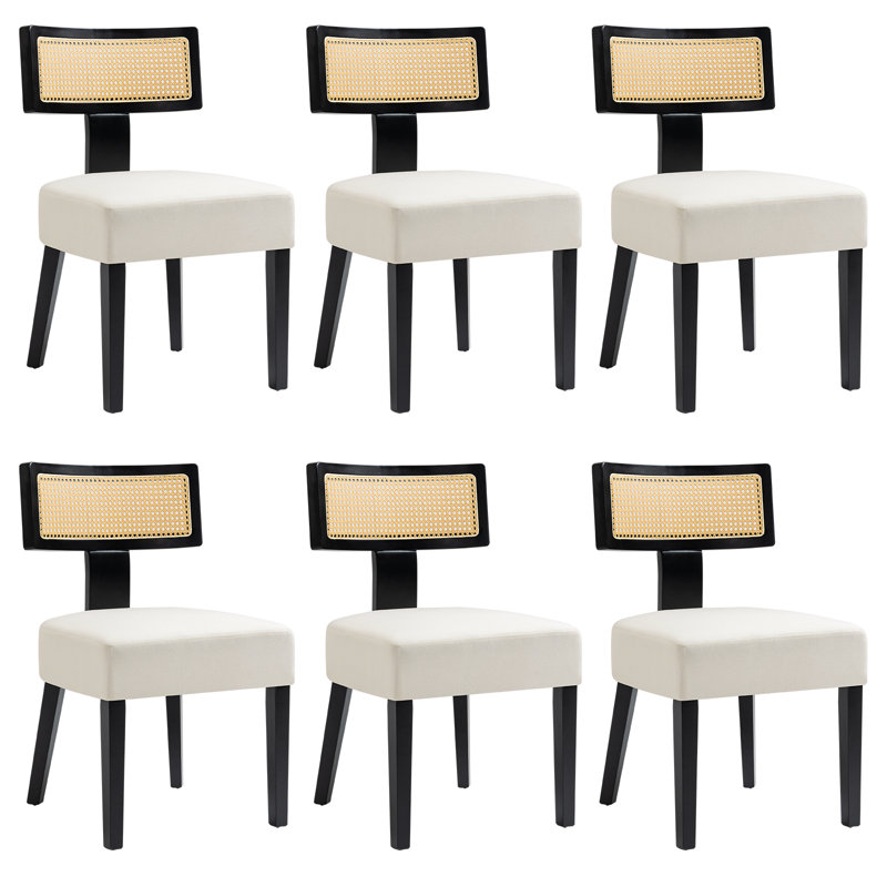 Carrew Fabric Side Chair Dining Chair, White, Black