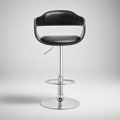 Height Adjustable Bar Stools With Back 360 Degree Swivel PU Leather Seat And Curved Footrest