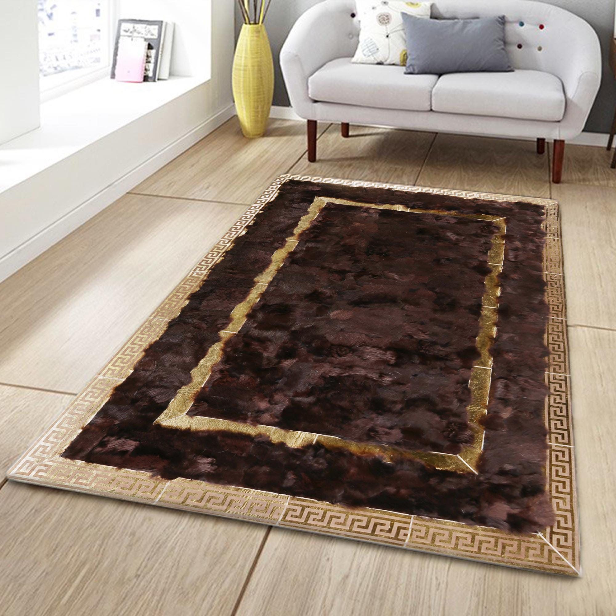 Tuscan Core Rug Everly Quinn Tuscan Leather Rug Handmade Brown And Gold Area Rug ...