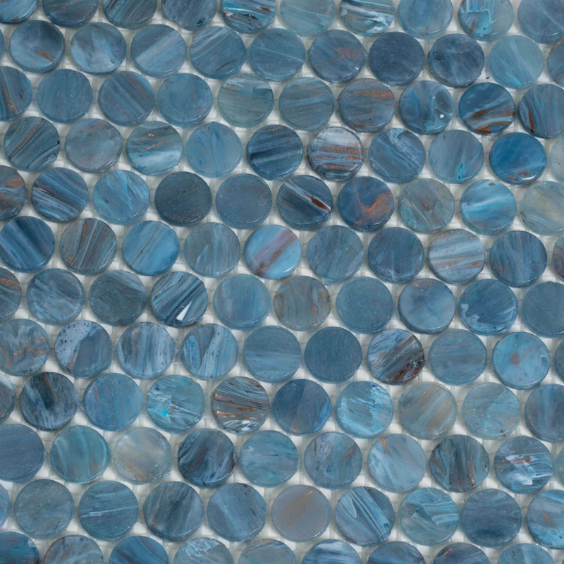 0.8" x 0.8" Glass Penny Round Mosaic Wall & Floor Tile, Denim Blue