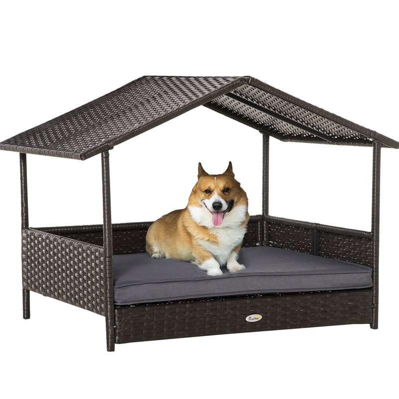 Niche pour chien d'extérieur avec auvent et coussin confortable pour animaux de compagnie de taille moyenne