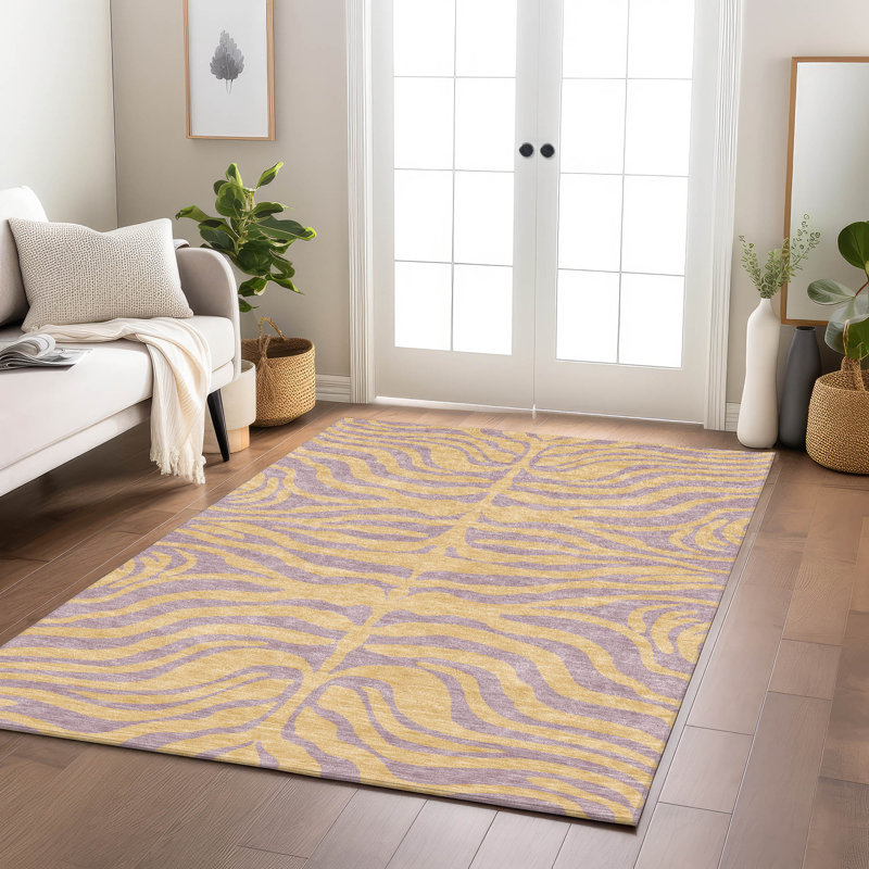 Red Rectangular Synthetic Washable Non-Slip Area Rug 3' x 5'