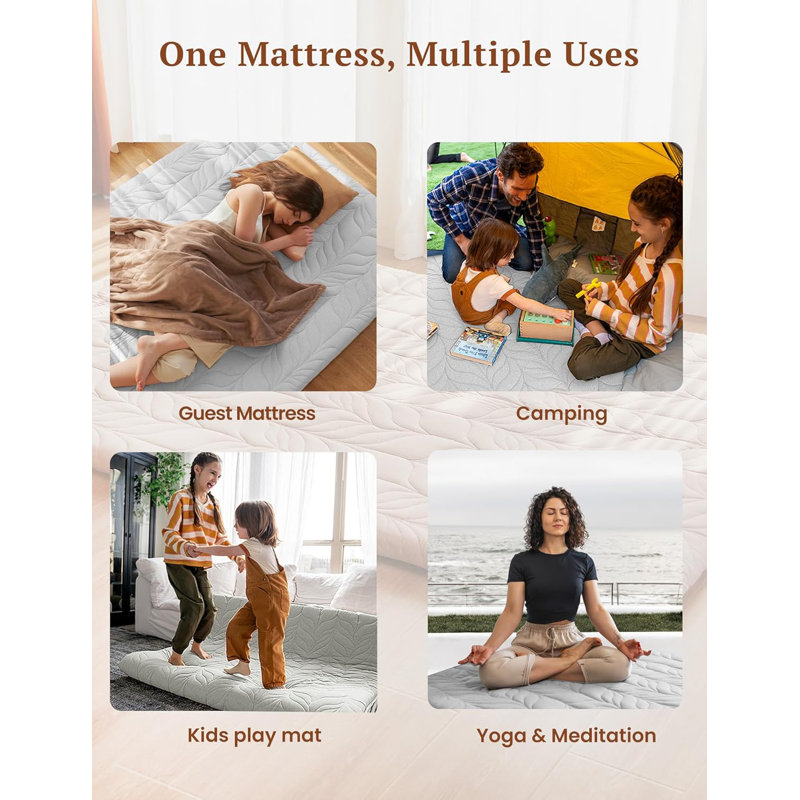Japanese Floor Mattress Futon Mattress, Thicken Roll Up Tatami Mat W/ 100% Cotton Washable Cover, Portable & Foldable Floor Bed Mattress For Sleeping, Dormitory, Adult Kids, Grey