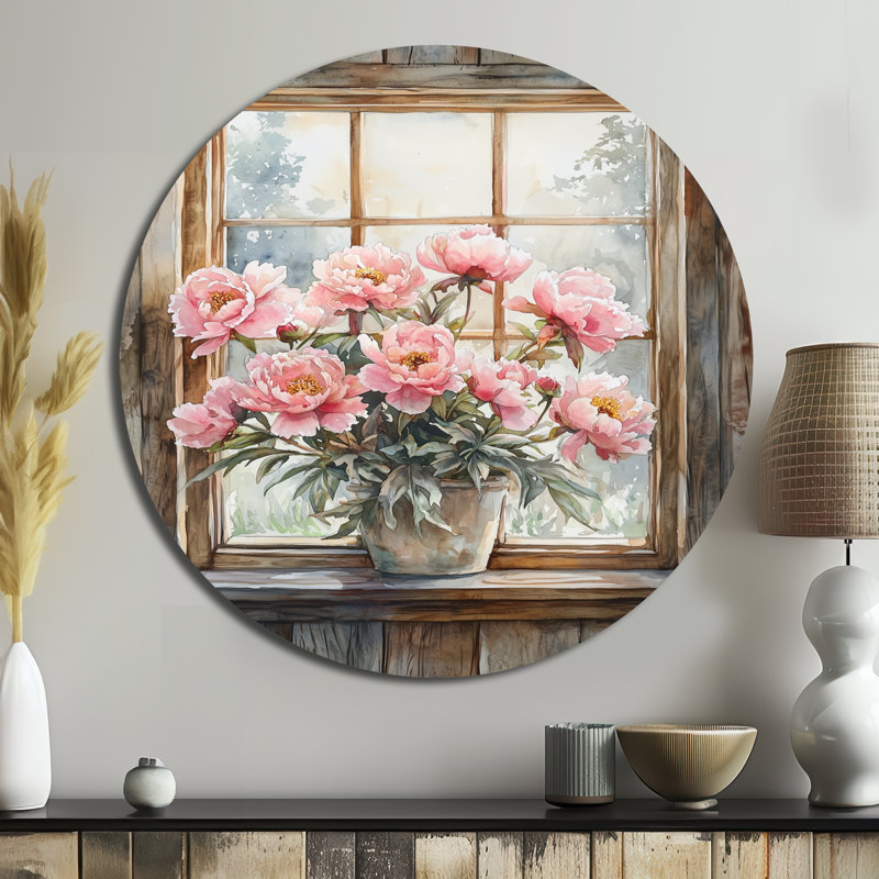 Prieto - reproduction d'art traditionnelle rose en métal, H 16 po x l 16 po