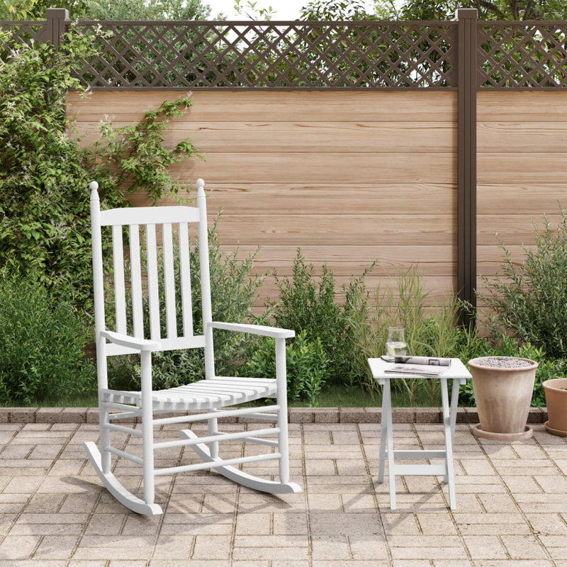 Porras Solid Wood Rocking Chair, white