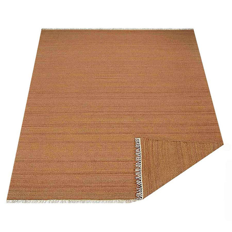 Hand Woven Flat Weave Kilim Wool Eco-Friendly Area Rugs  -  Rectangle, Orange Color, Plain Solid Design, Low Pile  Handmade Area Rugs for Living Room, Bed Room 