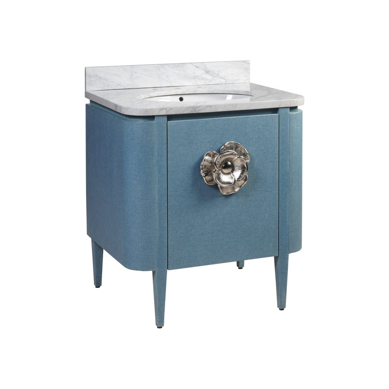 Briallen 30" Freestanding Standard Single Bathroom Vanity with Top, Polished Nickel, Lacquered Blue
