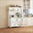 Freestanding Kitchen Sideboard with Wheels and Adjustable Shelves