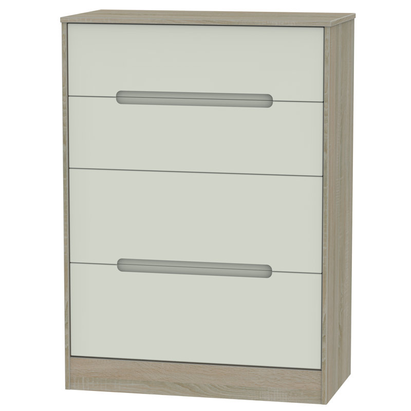Fully Assembled Vernon 4 Drawer Chest, Kashmir Matt/Darkolino Oak