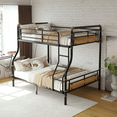 Full Xl Over Queen Metal Bunk Bed, Detachable For Versatile Use