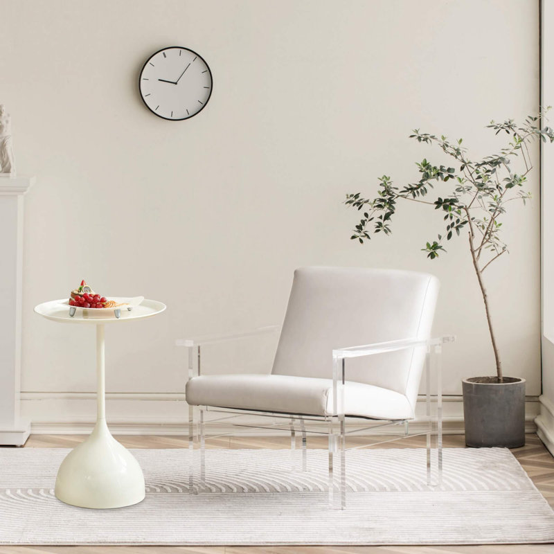 Ensemble de table d'appoint blanc, table de chevet / table de bout à rebord, Blanc