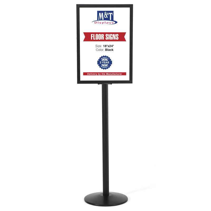 Aluminum Pedestal Sign Holder Stand, Black, 62.09" H x 24.92" W x 18.94" D
