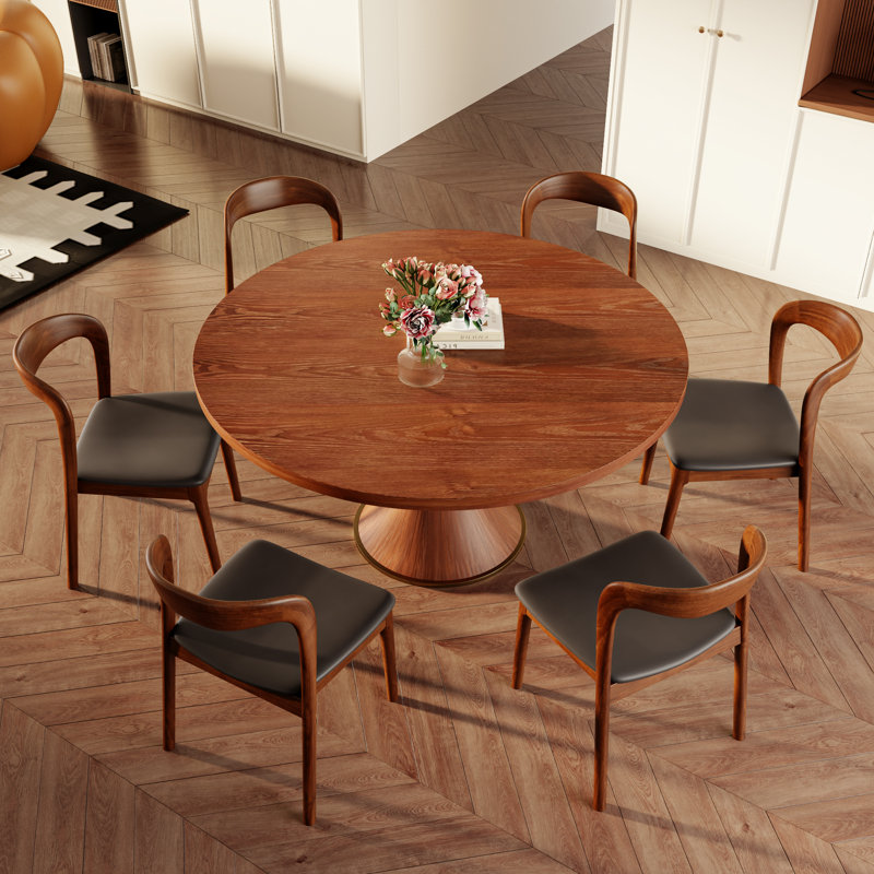 Ensemble de table de salle à manger 7 pièces avec 7 chaises rembourrées, 29.52"H x 53.15"L x 53.15"W
