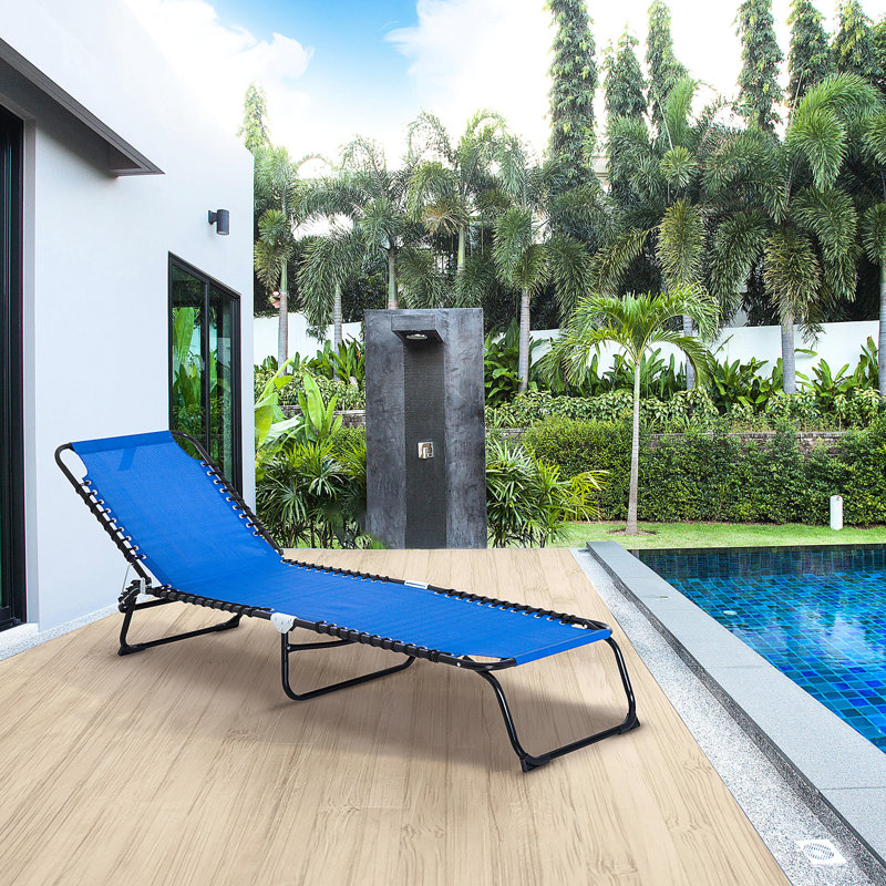 4 chaises de piscine réglables: pliante d'extérieur avec filet respirant - Chaise longue bleu foncé: inclinable