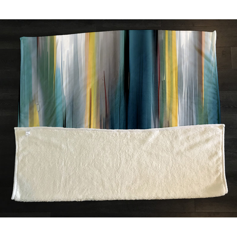 Throw Blanket, 51" W x 60" L, Striped/Abstract, Blue/Yellow/Green