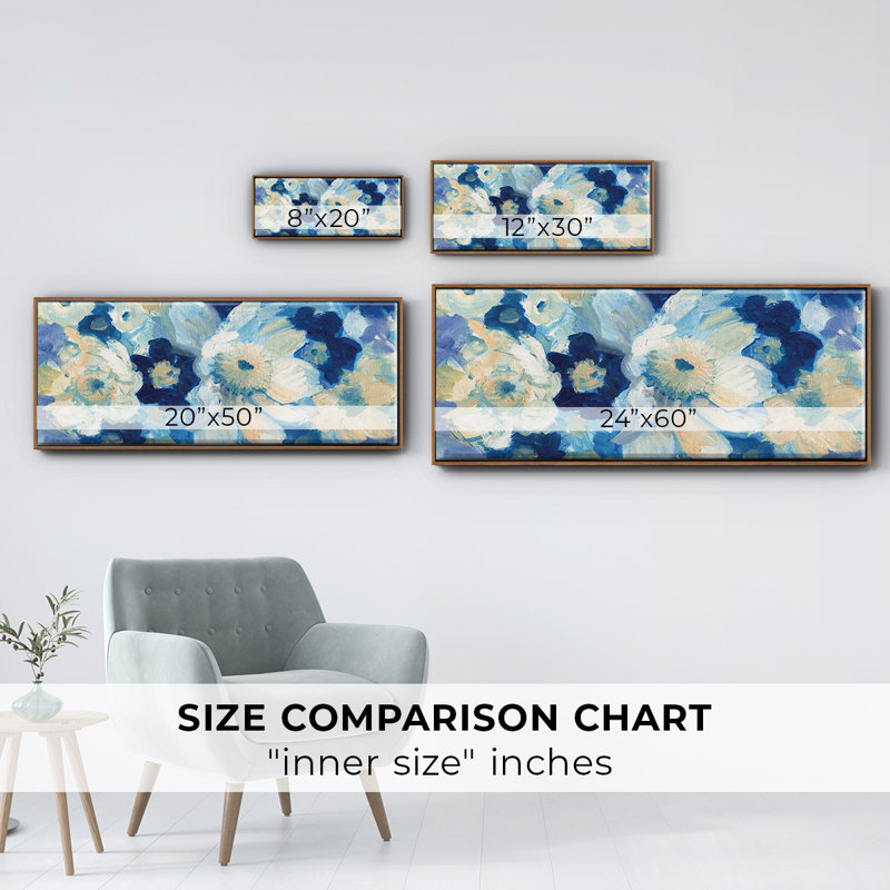 Blue Nocturne II- Framed Canvas, 24" H x 60" W