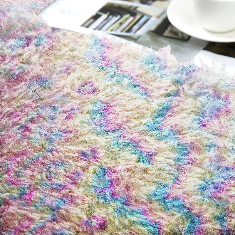Soft Fluffy Living Room Large Area Rug, Rainbow, Rectangle 200 x 290 cm
