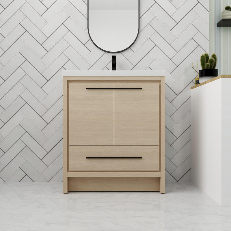 Meuble-lavabo autoportant en résine de 30 po avec 2 portes et 1 tiroir, 30"