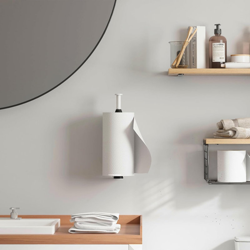 Porte-serviettes mural en acier inoxydable, Blanc