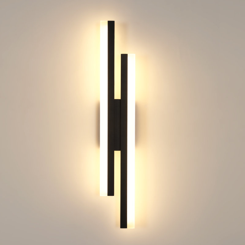 2-Light 48Cm Black 3000K Flush Mounted Sconce