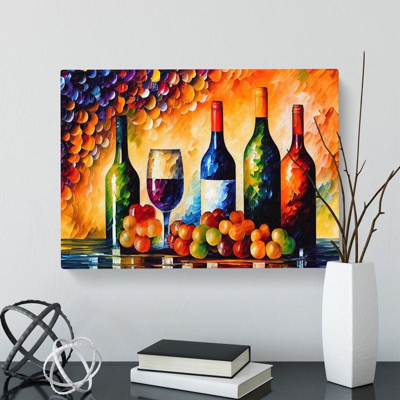 Wine Bottle Painting Vol.2 - Wrapped Canvas, 35cm H x 50cm W x 3cm D