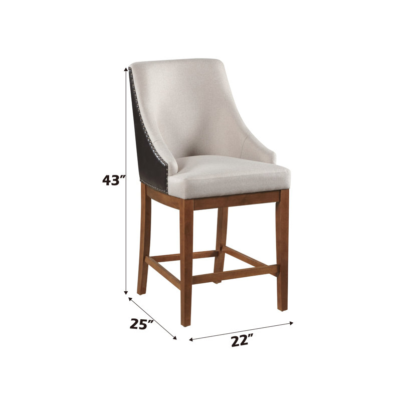 Allard Upholstered Counter Height Chair in Brown and Beige (Set of 2)