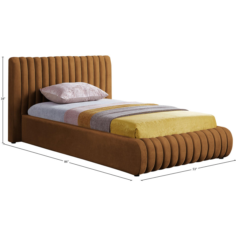 Nico Tufted Panel Bed, Twin, Saddle Velvet