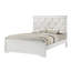 Lit moderne à panneau simple avec tête de lit tapissier, détails en losange, finition blanche et bois