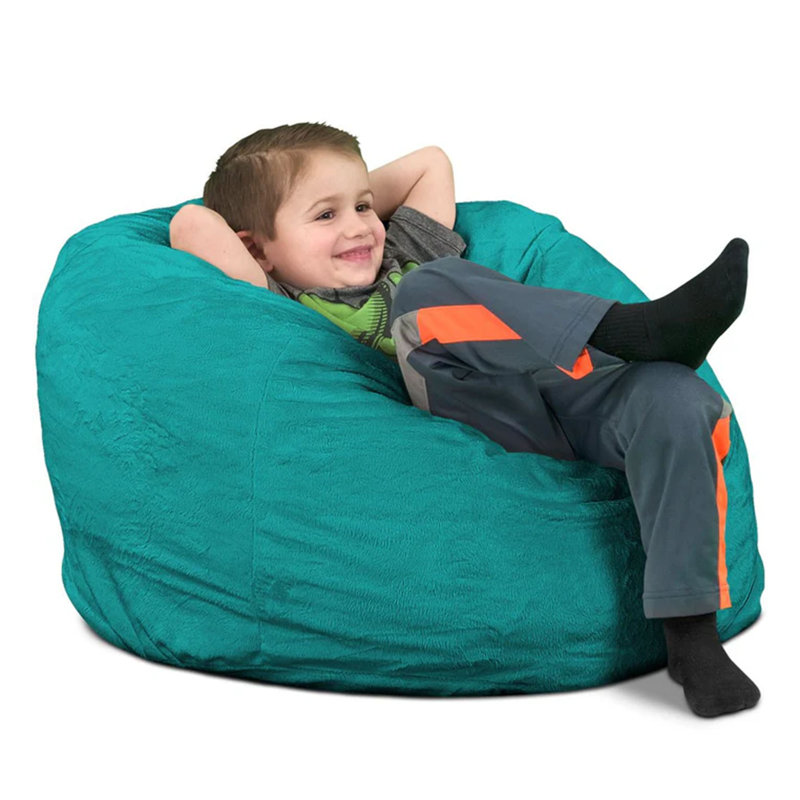 Bean Bag Chair, Oversized Indoor Comfy Lounger, Suede, Teal Suede, 24" H x 30" W x 30" D