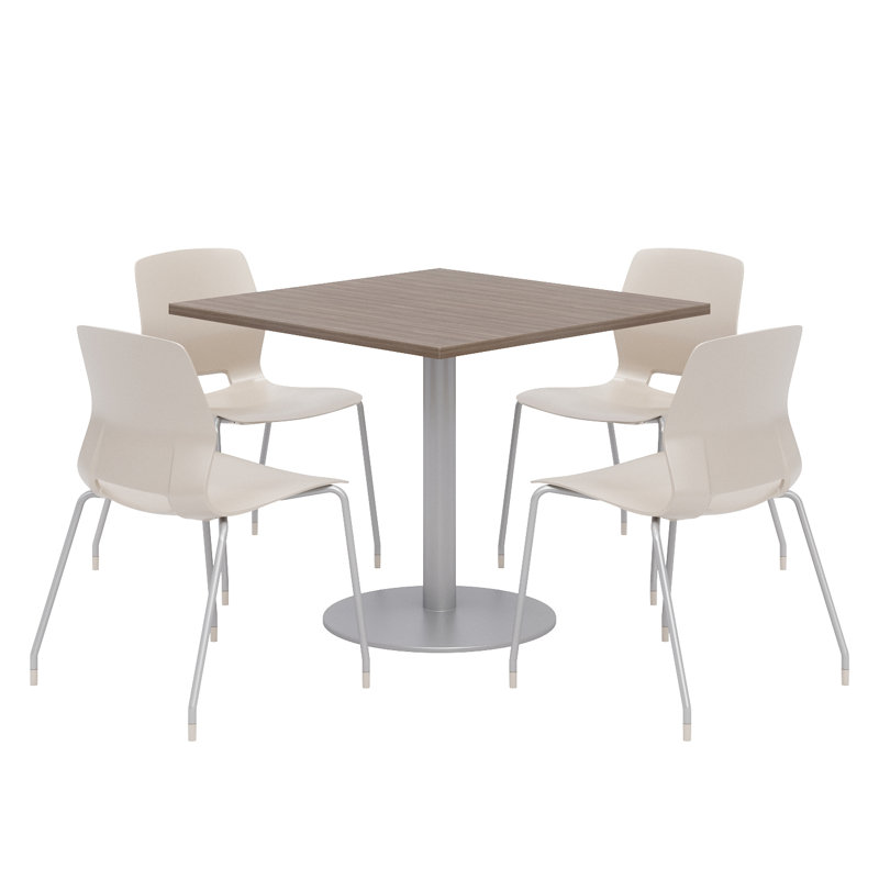 Ensemble de table carrée avec chaises, H 29 po x L 36 po x P 36 po, Studio teck, Gris clair