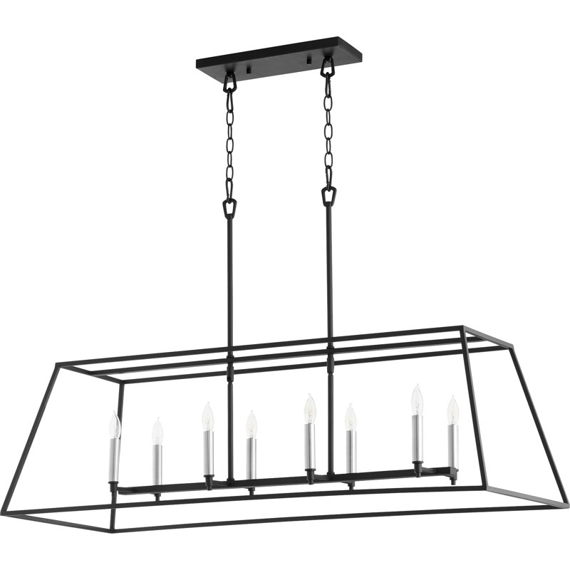 Lustre linéaire pour îlot de cuisine 8 lumières Arletta, Noir