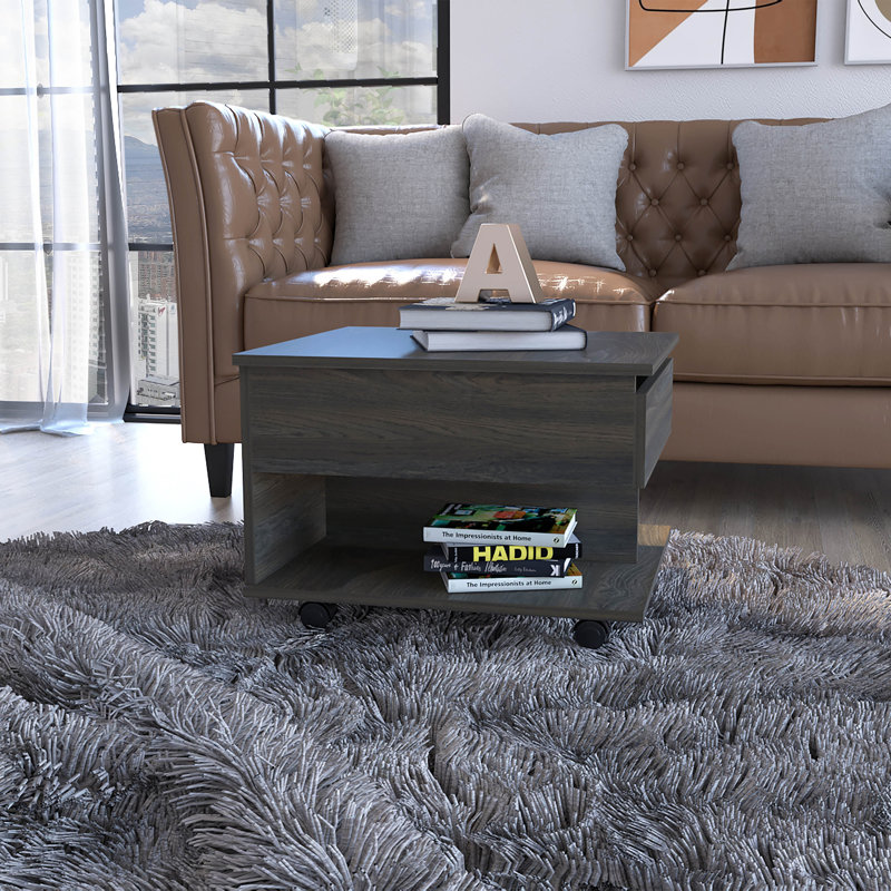 Table basse à plateau relevable Portland, Table, Brun