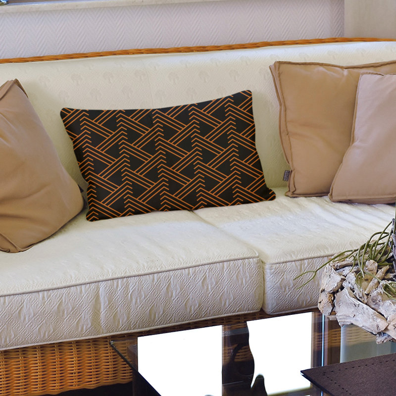 Linen Reversible Throw Pillow, Dark Orange/Black