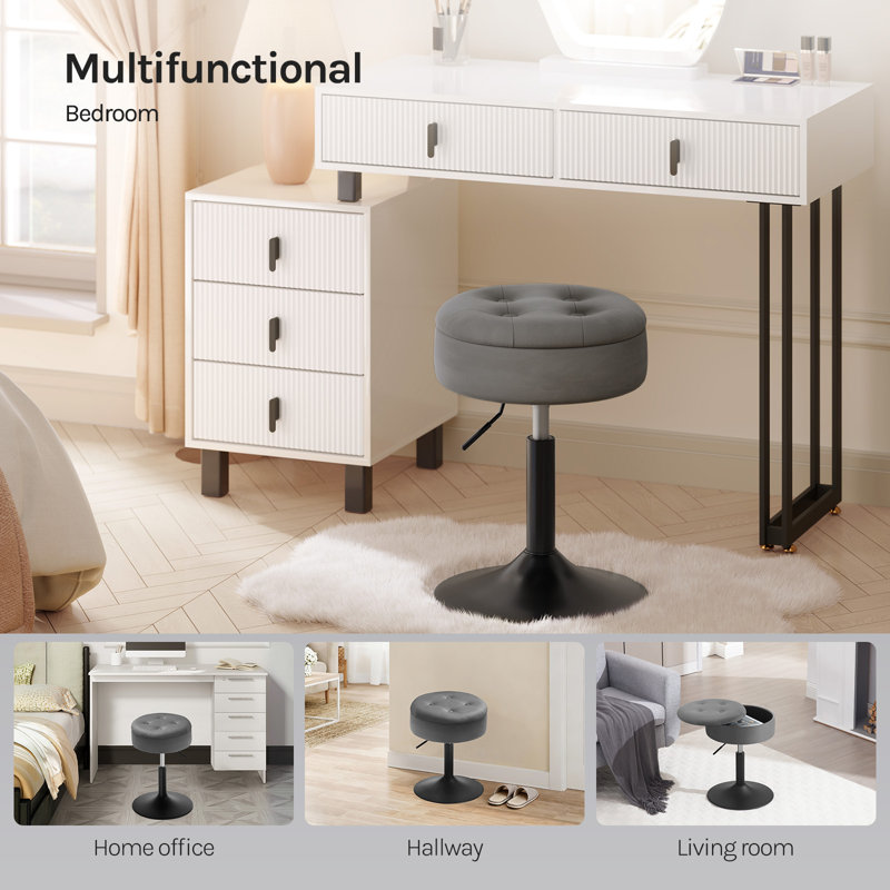 Lieven Adjustable Height Ergonomic Lab Stool, Dark Grey