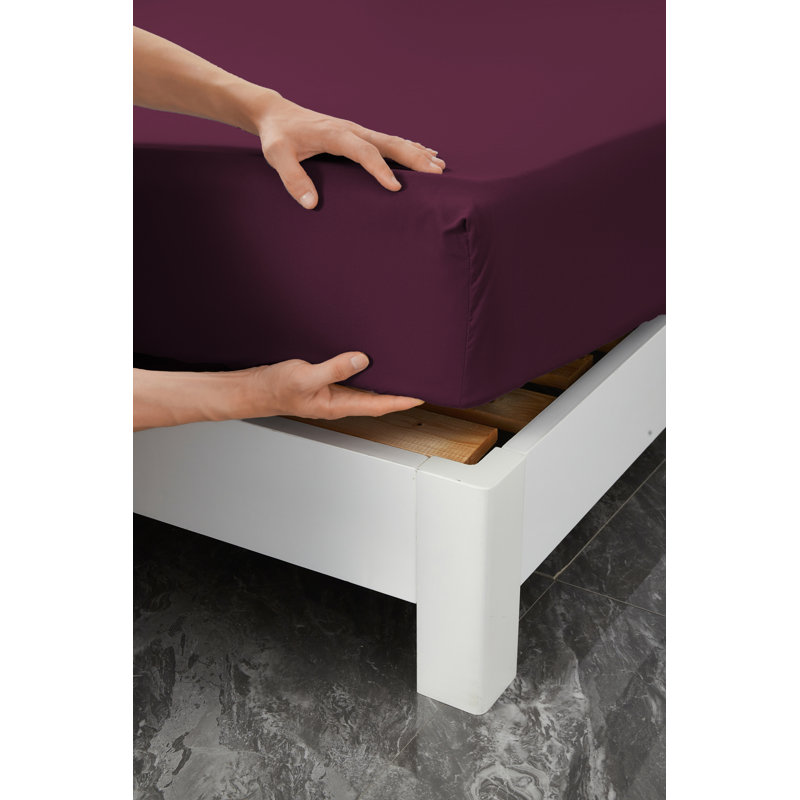 Ensemble de draps en rayonne , Aubergine, Ensemble de draps pour taille de lit très grand d
