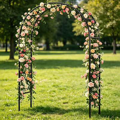 H 7,87 pi H x 4,59 pi réglable treillis arche de jardin en métal, 3 tailles bricolage tonnelle en fer pour les plantes grimpantes, arche de toile de fond de mariage pour la décoration d'entrée de jardin