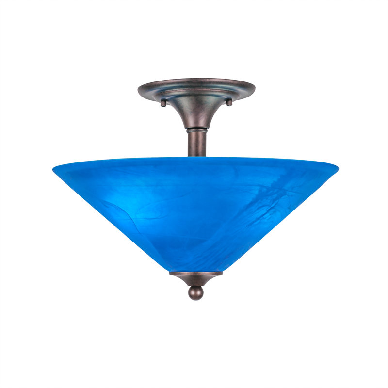 2 ampoules semi-encastrées montrées avec un verre italien de 16 po, Bleu, Bronze
