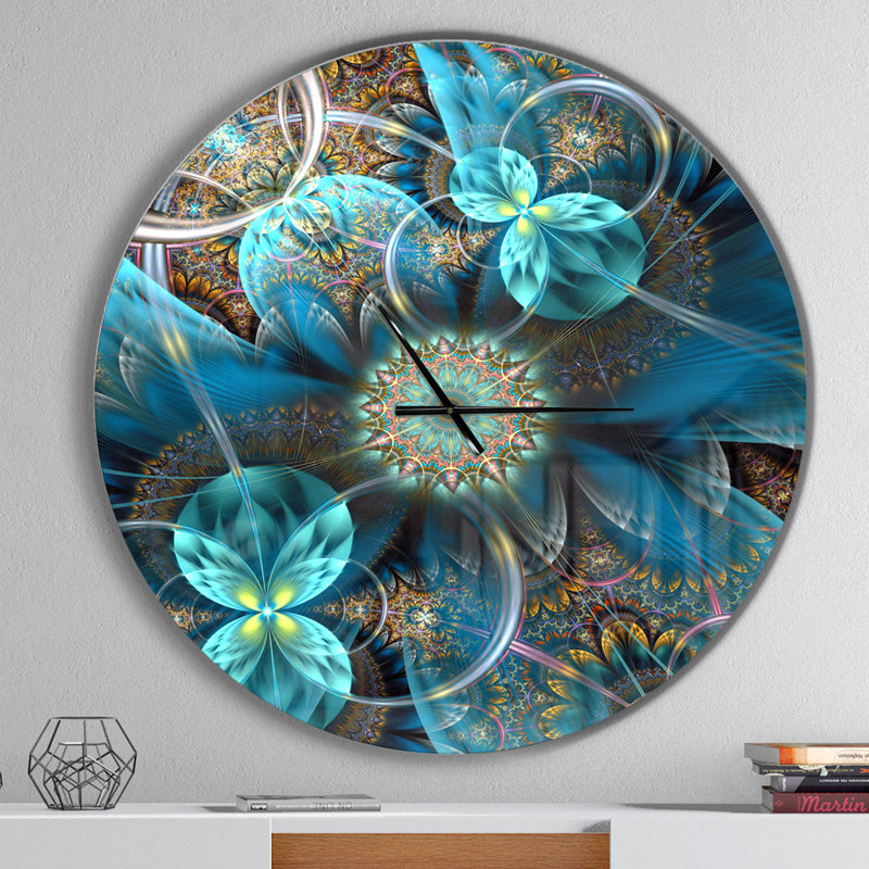 Horloge florale en métal Fractal, Surdimensionné