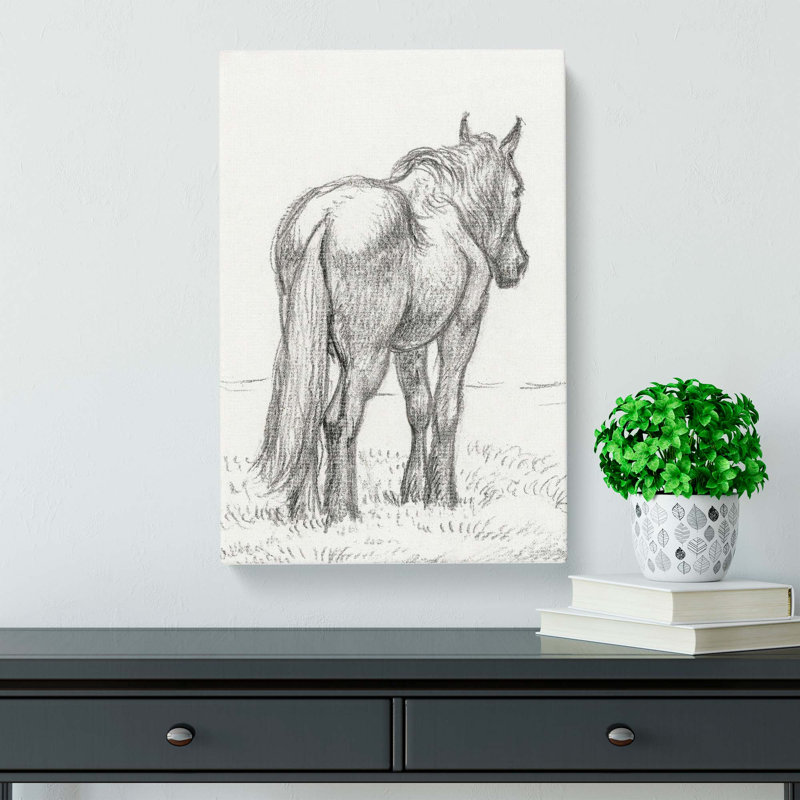 Standing Horse by Jean Bernard - Wrapped Canvas Drawing - Wrapped Canvas, 76cm H x 50cm W x 3cm D