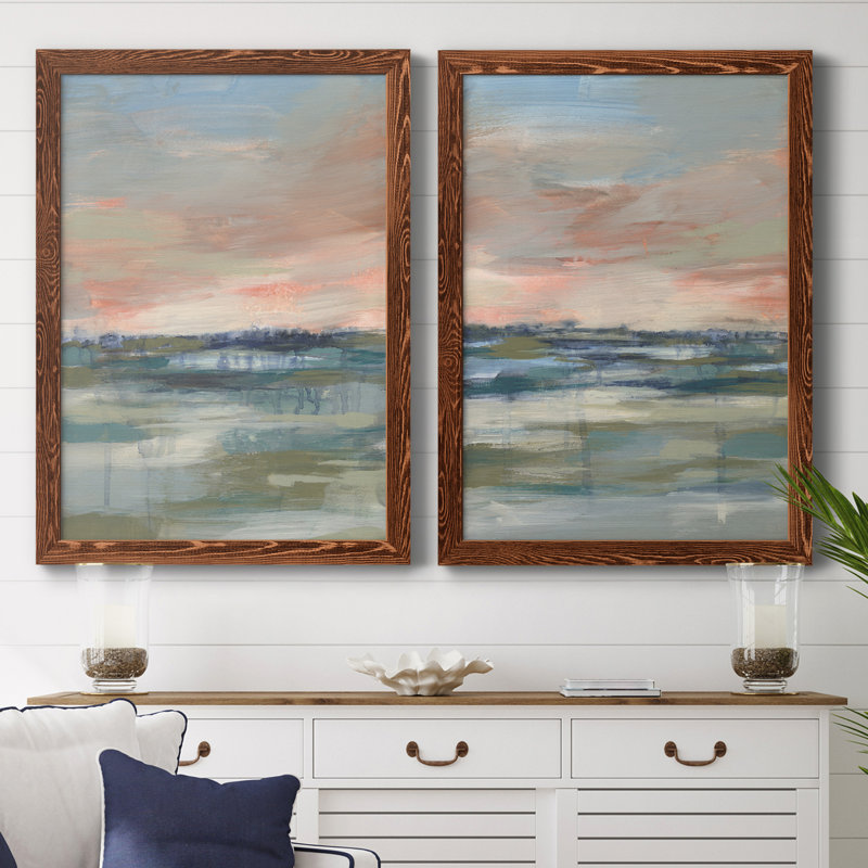 Vast Marsh I - ensemble de 2 peintures encadrées, H 43,5 po x l 31,5 po x P 1 po, Toile encadrée érable