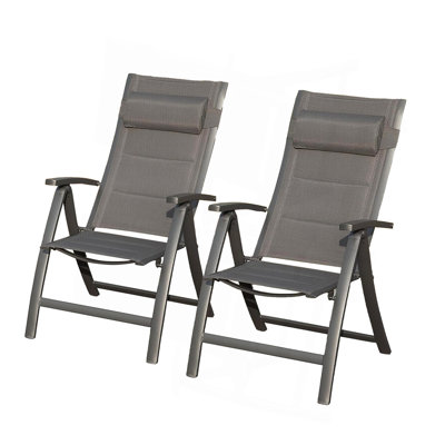 Patio Folding Chairs Set Of 2,Padded PVC-coated polyester Fabric Seat