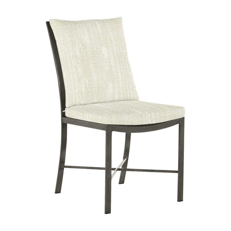 Monaco Patio Dining Side Chair with Cushions, No Welt, Slate Gray, Verona Fossil