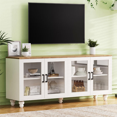Versatile Sideboard Buffet Cabinet TV Stand with Tempered Glass Doors for TVs Up to 70" by Winston Porter