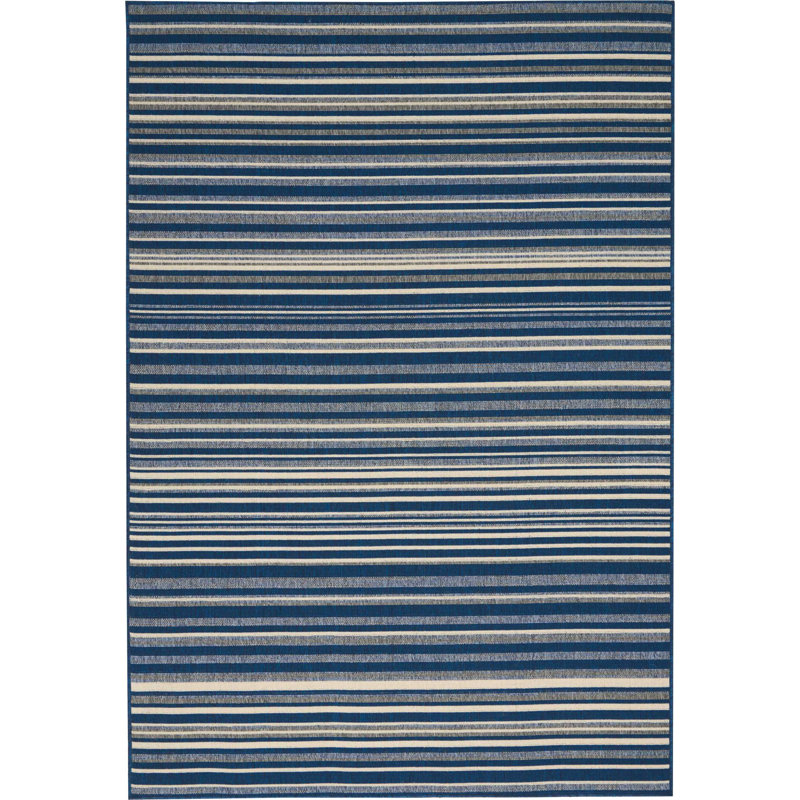 Lido Navy Blue/Cream Area Rug, Rectangle 5'3" W x 7'5" L