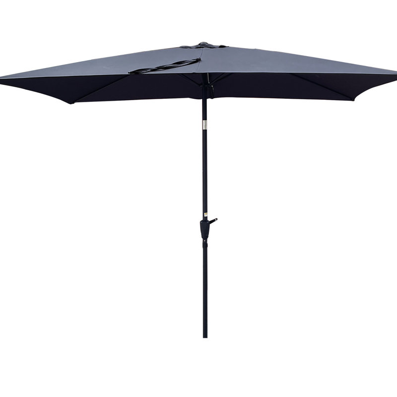 Parasol rectangulaire 6x9pi, auvent coupe-vent avec manivelle et bouton-poussoir inclinable pour piscine de jardin respirante