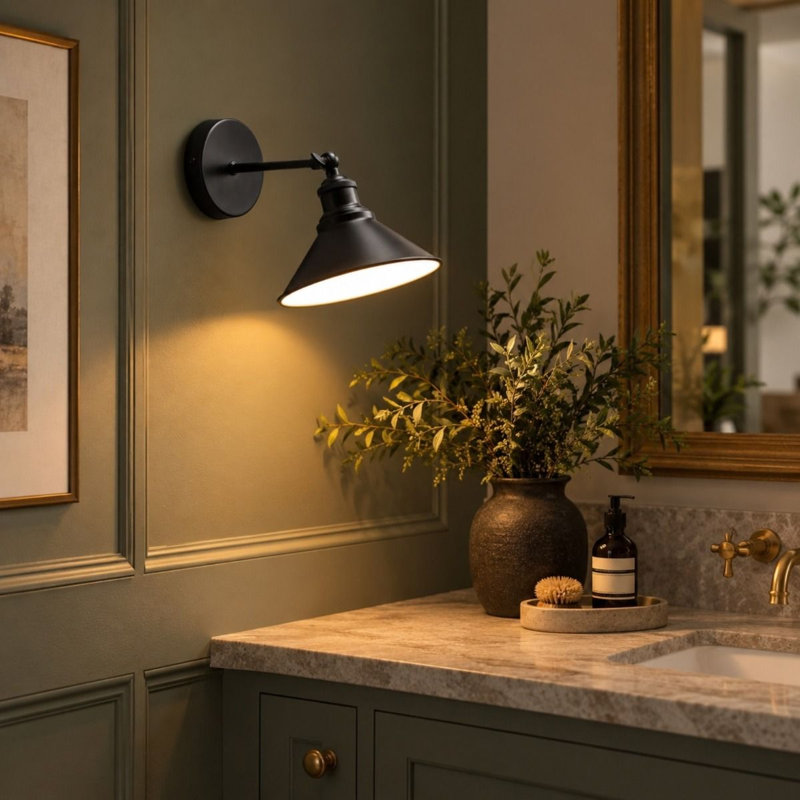Aluminium LED Armed Sconce, Black