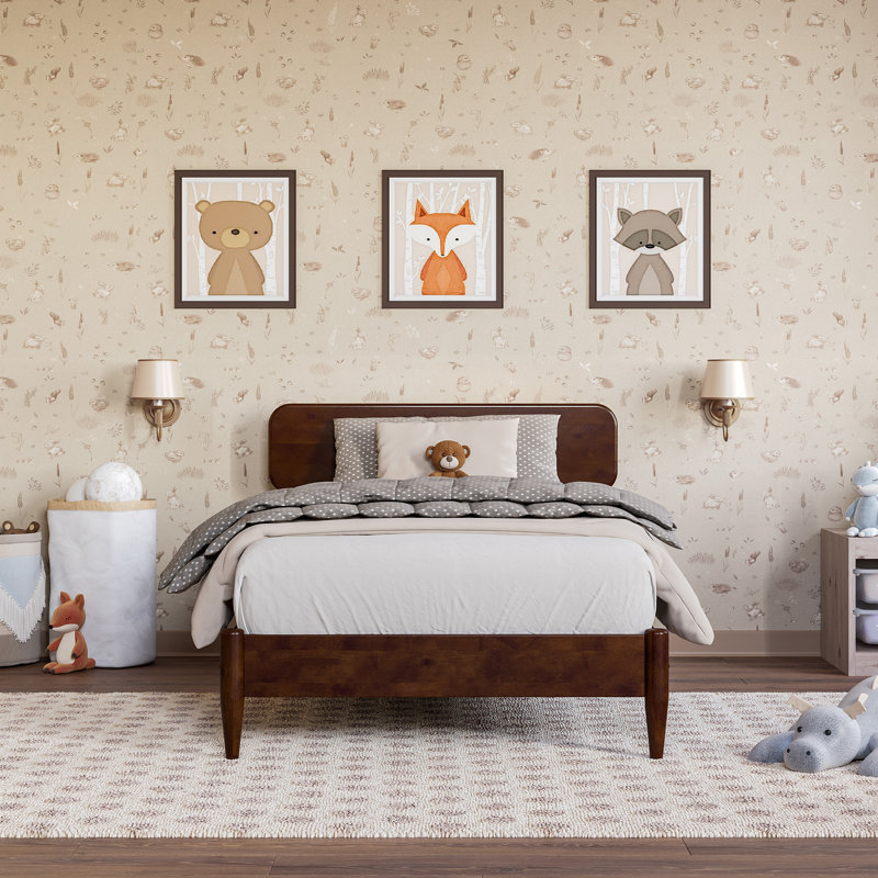 Vetu Solid Wood Platform Bed, Walnut, Twin